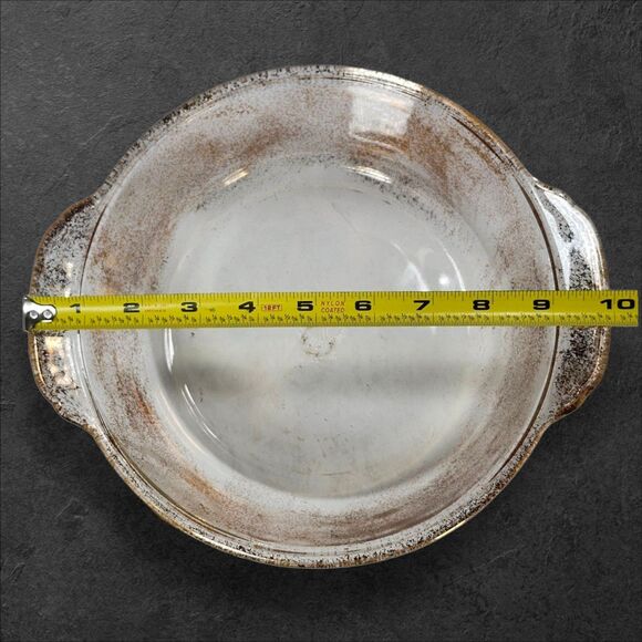 Vintage Fire-King 2 Qt Casserole w/ Culver Ltd 22K Gold & Green Lid Excellent - Picture 9 of 10